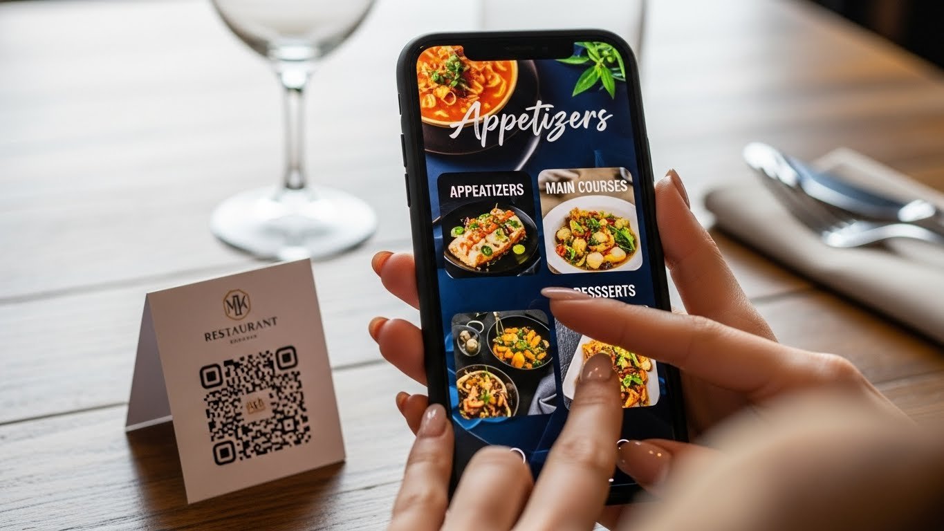 Müşterinin telefonundan QR menüye göz atışı