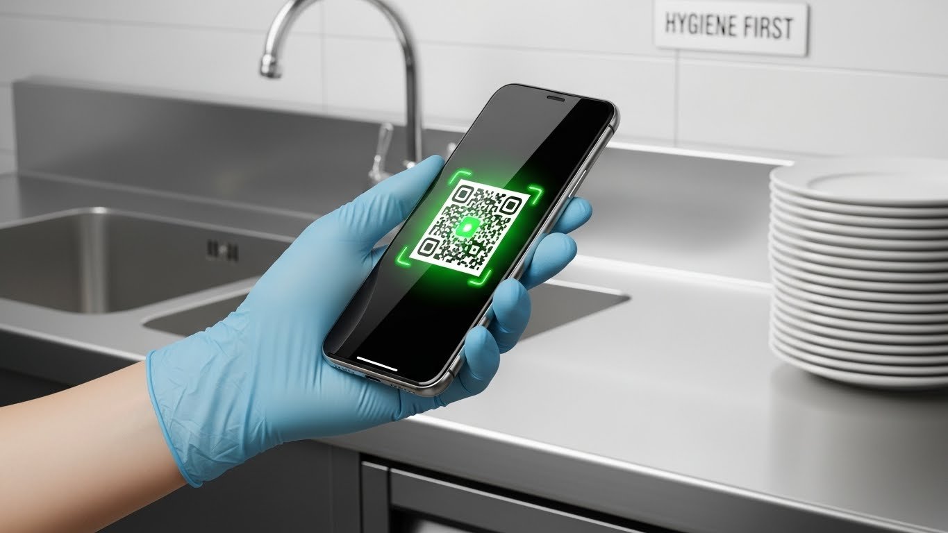 Müşterinin akıllı telefonunda QR menü görüntülemesi.