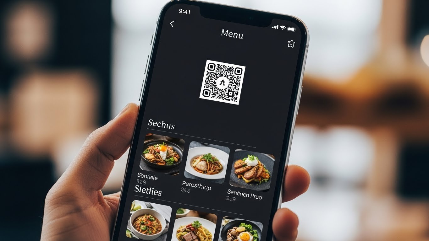 Qrtable.co mobil arayüzü, müşteri telefonundan QR menüye bakıyor