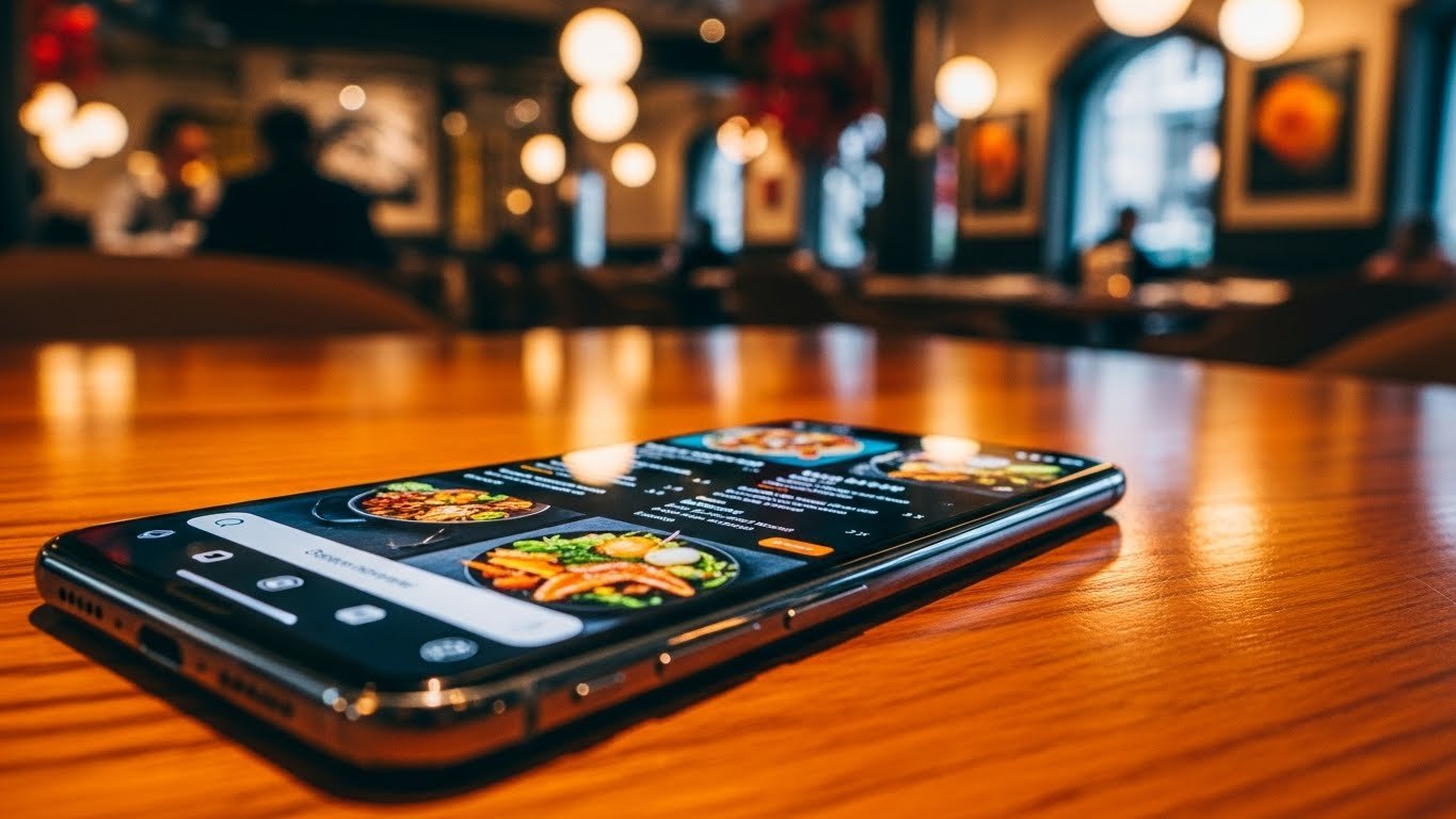 QR Menü ile modernleşen bir restoran masası ve müşteriler