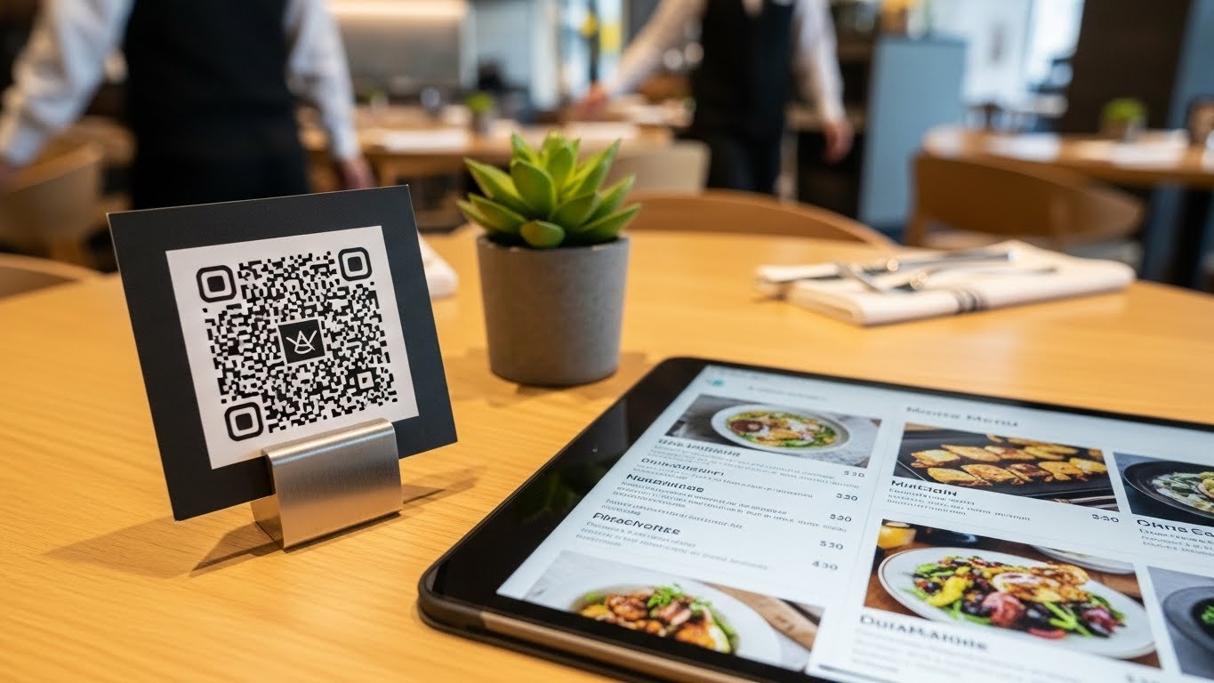 QR Menü ile hijyenik ve modern bir menü deneyimi sunan kafe ortamı.